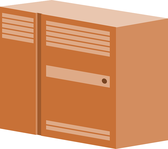 oranžová skříňka,kreslená